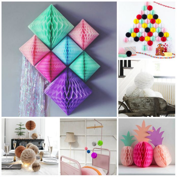 Honeycomb Pom Pom Decoration - 20+ Ideas