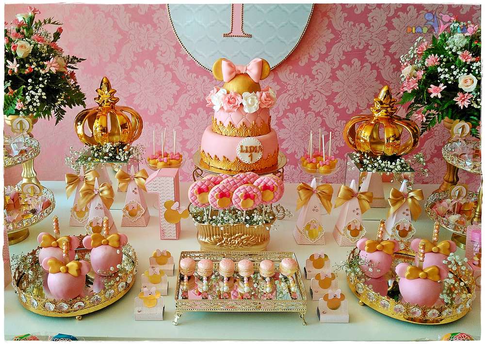 Pink and Gold Minnie Mouse Theme Birthday Party