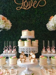 Pretty Posh Gold Theme Cocktail Party Dessert Table 2