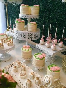 Pretty Posh Gold Theme Cocktail Party Dessert Table 5