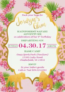Rainforest Theme Birthday Party Invitation 2